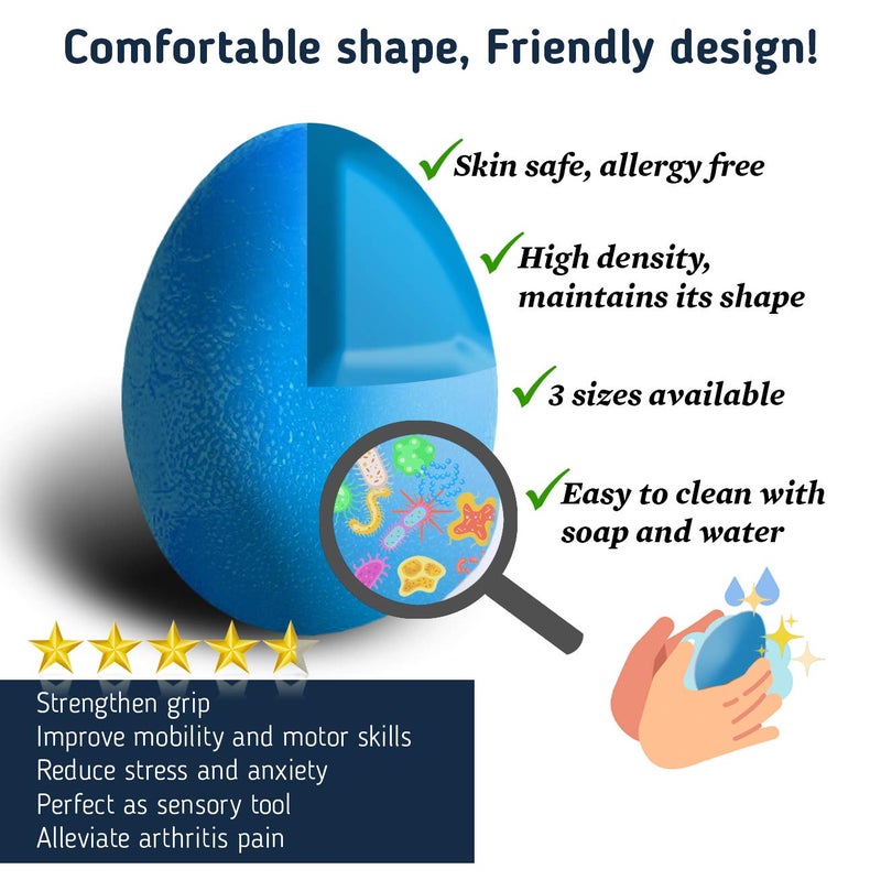 The Friendly Swede Stress Balls for Adults  Hand Squeezer Grip Strength  Hand Therapy Ball  Stress Ball Pack  Squeeze Ball  Stress Balls Bulk - Set of 3 Squeeze Balls for Hand Therapy - Medium - Image 4